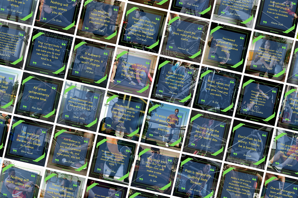 Editable Fitness Quotes Canva Bundle preview 2