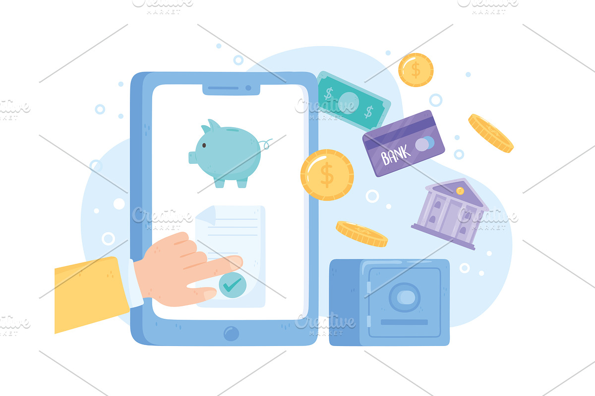online banking app, a Finance Illustration by studiogstock