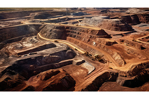 aerial silver mining ai generated, an Industrial Photo by pikepicture