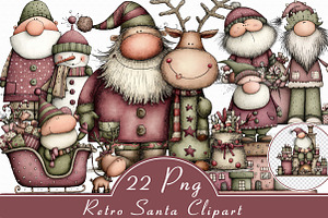 Retro Santa Clipart, an Illustration by Libby Wishes