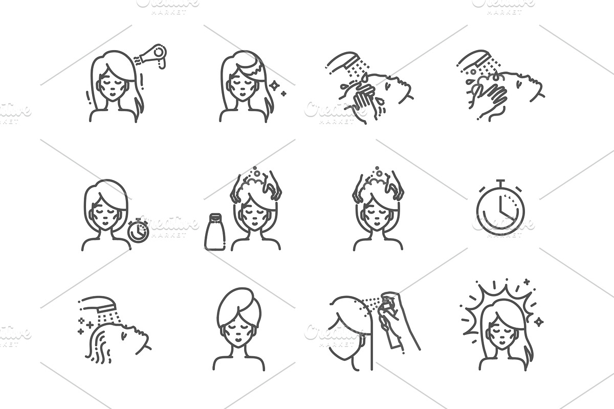 Hair Coloring and Styling Process, an Outline Icon by Tettygreen (Photo 2 of 2)