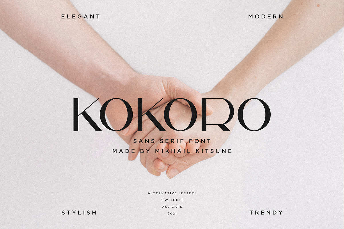 Kokoro - Modern Sans Serif, a Sans Serif Font by Mikhail Kitsune (Photo 1 of 9)