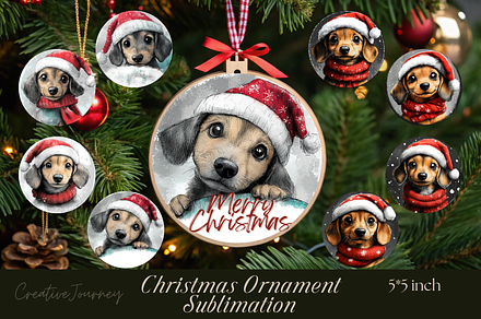 Christmas Puppy Ornament Sublimation