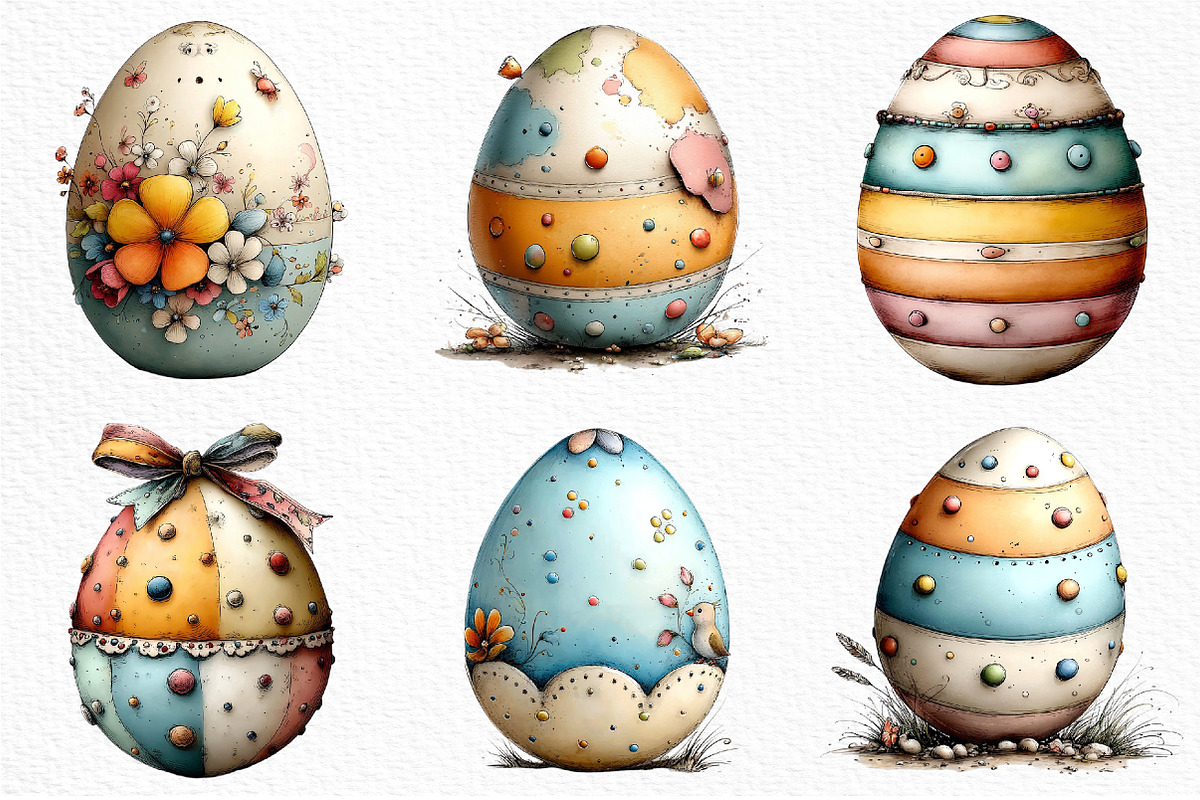 Whimsical Easter Eggs Clipart Png, an Illustration by Craft Nest (Photo 3 of 8)