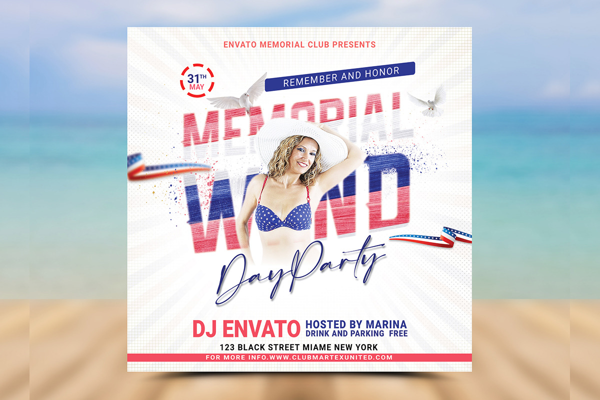 Memorial Day Party Flyer Poster, a Flyer Template by Poushe Design ...