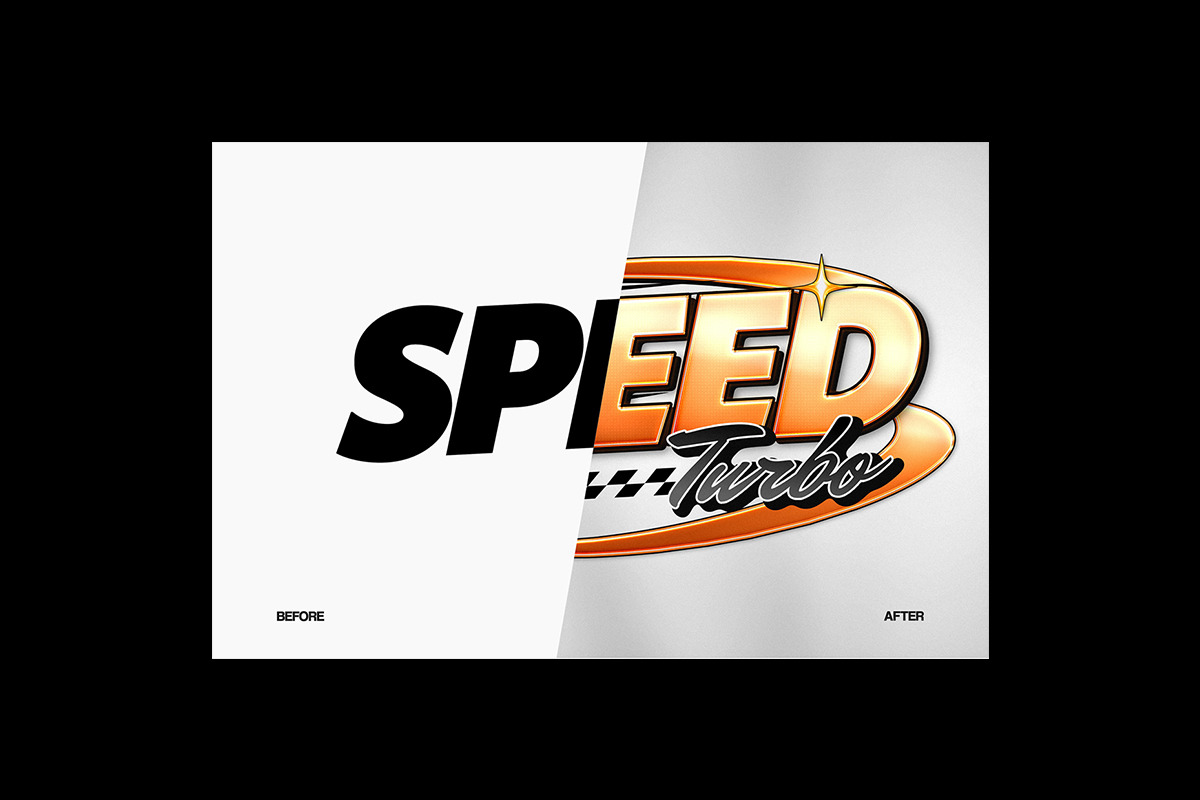 Retro Chrome Typography Text Effect, a Layer Style Add-On by Matsero (Photo 4 of 4)