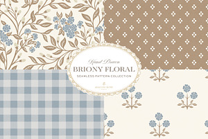 Farmhouse Blue Beige Floral Patterns, a Pattern Graphic by Eclectic Anthology