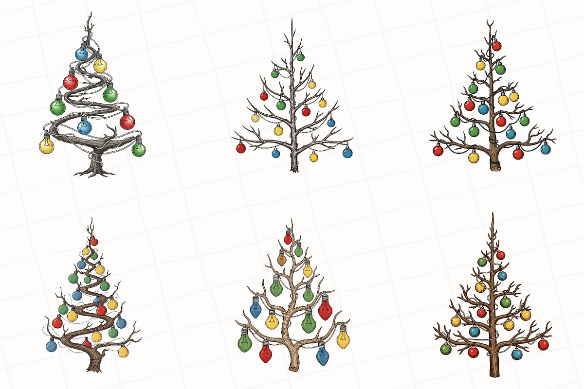 Christmas Lights Tree Clipart, an Illustration by OK Design (Photo 4 of 5)