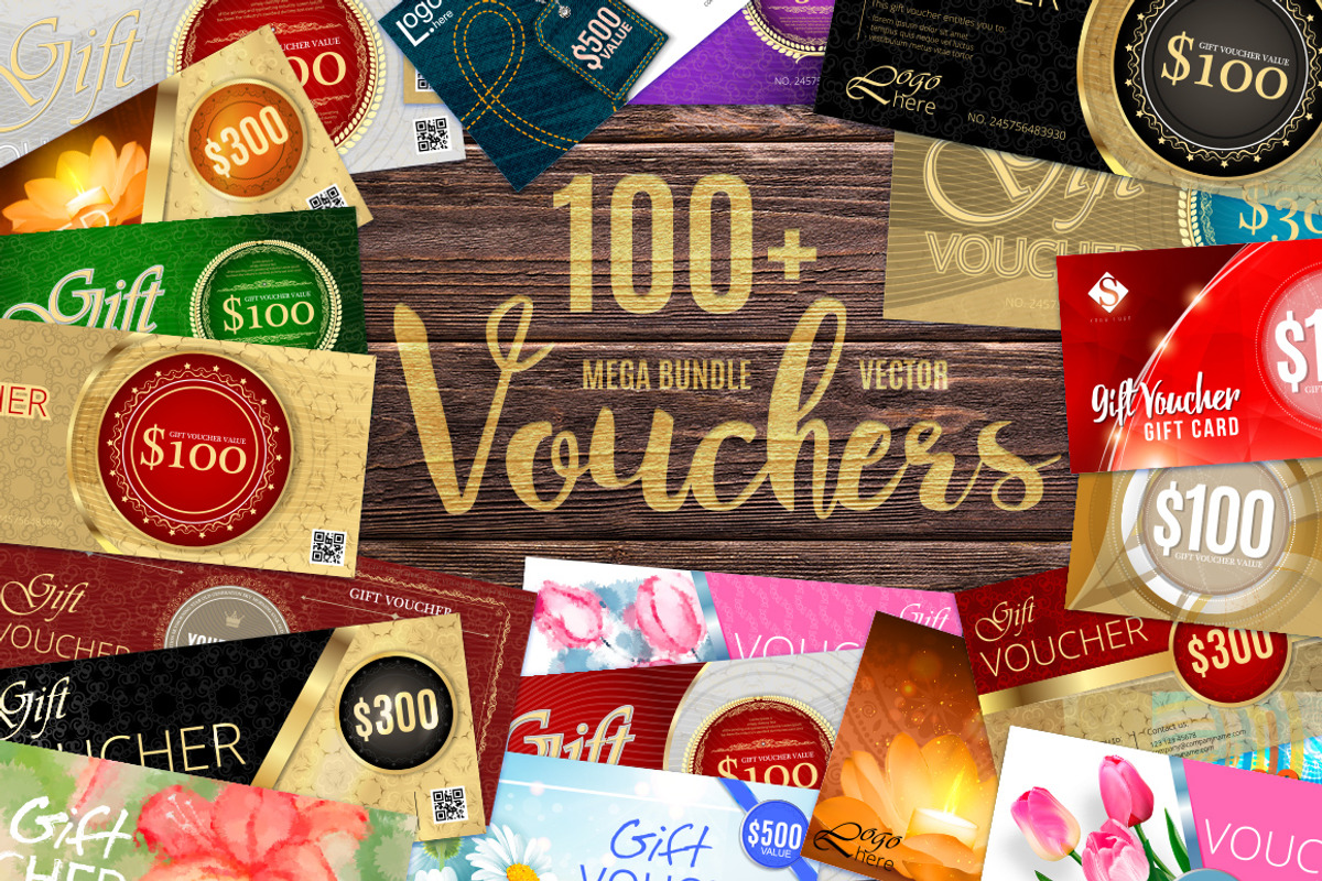 Vector Vouchers MEGA Bundle, an Invitation Template by leezarius (Photo 1 of 14)