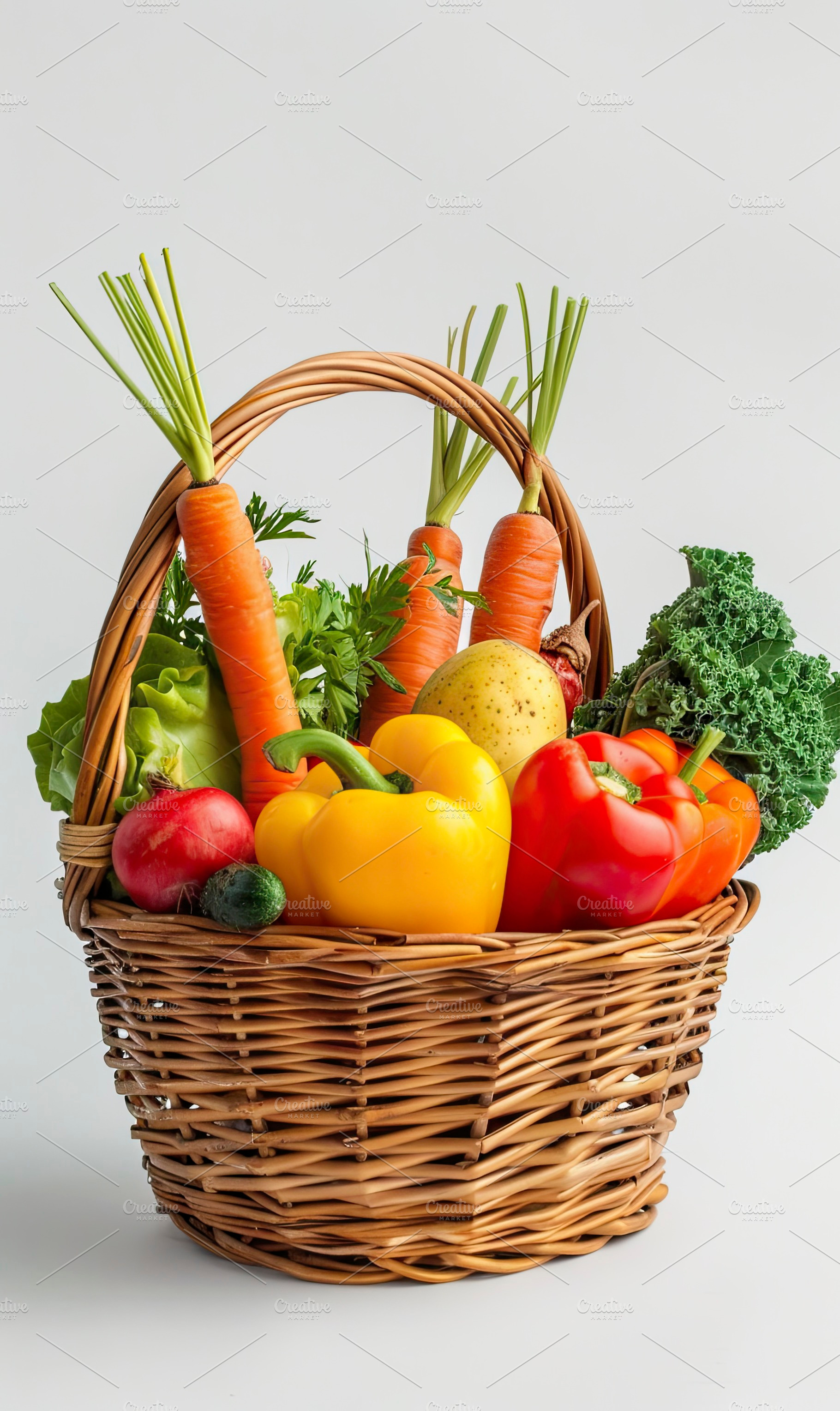 A vibrant basket filled with fresh p, a Photo by LOGOCREATIVE