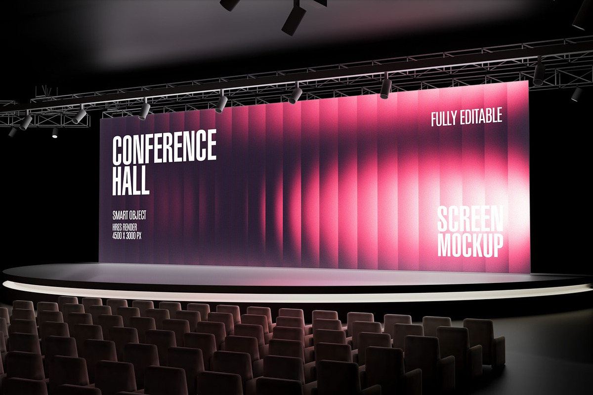 Conference Hall Stage Mockup, an Advertising Mockup by Claymoon Lab (Photo 2 of 3)