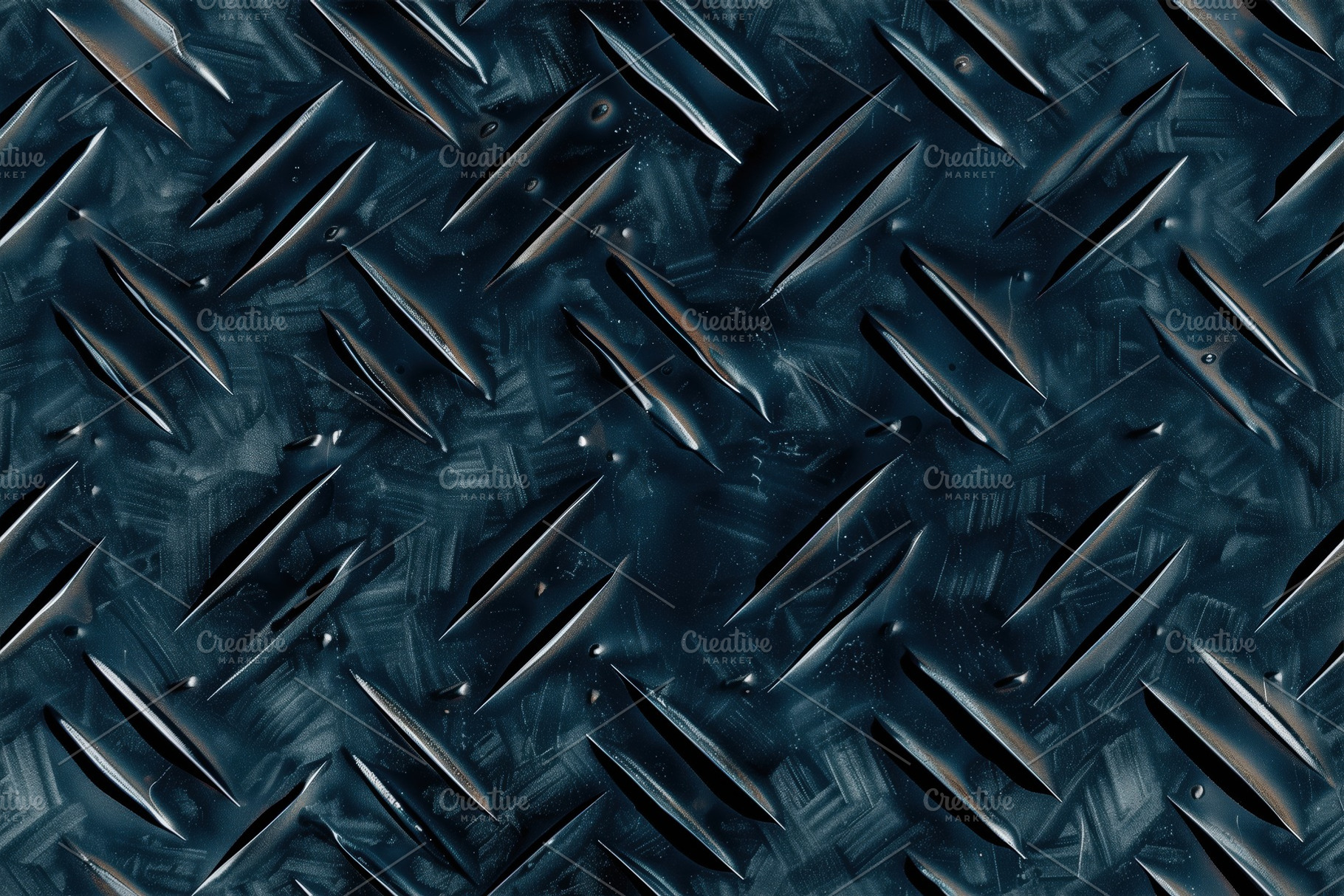 Textured seamless black metal surface featuring a diamond plate pattern. The su, a Photo by Textures & Backgrounds