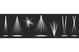 Stage light beams set on transparent, an Illustration by art PVP - market