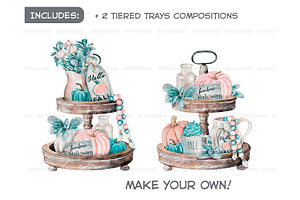 Watercolor Farmhouse Tiered Trays