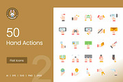 50 Hand Actions Flat Multicolor Icon, an Icon by IconBunny (Thumbnail 1 of 2)