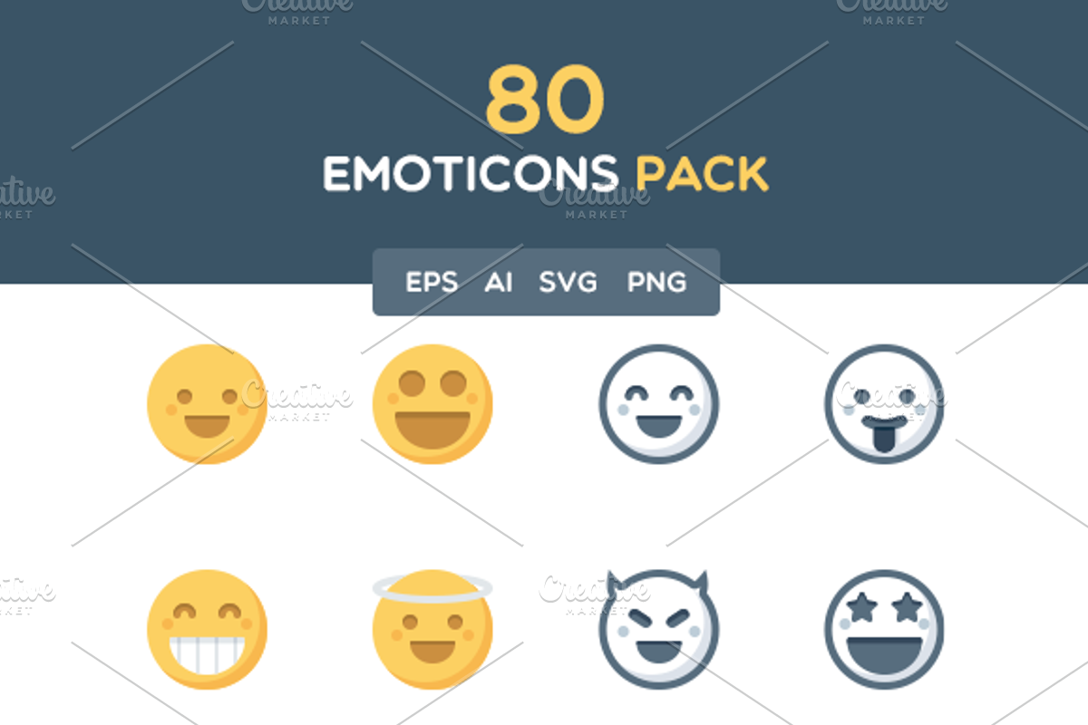 Emoticons Pack, an Icon by Mir store (Photo 1 of 3)