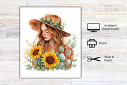 Girls with Fall Flowers Clipart PNG, a Seasonal Illustration by Canvas Craft (Thumbnail 7 of 7)