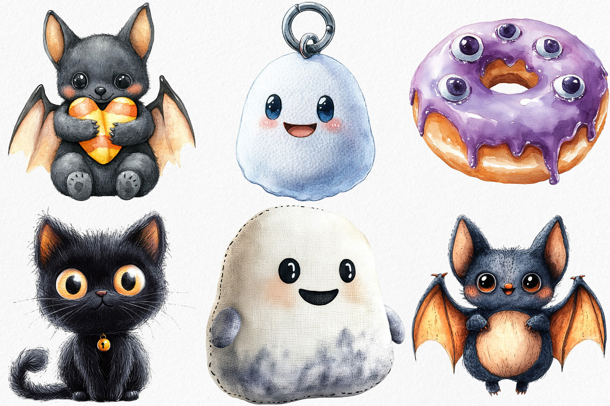 Watercolor Crochet Halloween Clipart, an Illustration by Canvas Craft (Photo 2 of 8)