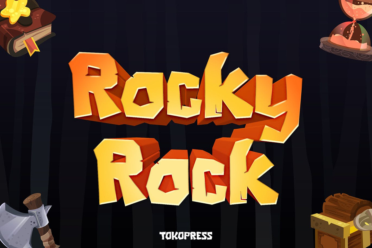 Rocky Rock- Gaming font, a Sans Serif Font by TokoPress (Photo 1 of 10)