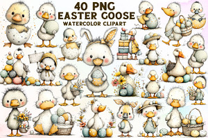 Whimsical Easter Goose Clipart, an Illustration by Sublimation Artist