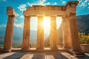 Ancient Greek temple pillars, a Photo by Pavel_design