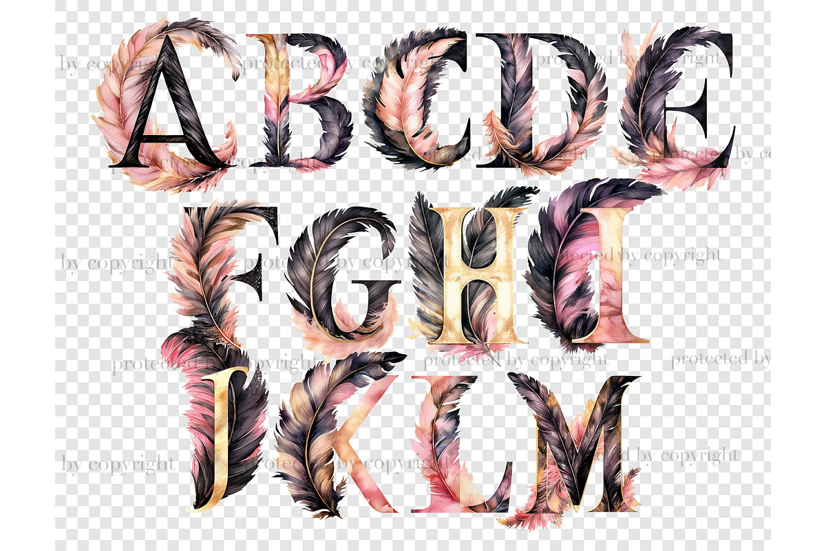 Black And Pink Alphabet Clipart, a Decorative Illustration by GlamArtZhanna (Photo 4 of 5)