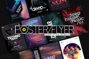 Techno Party Flyers, Posters Bundle
