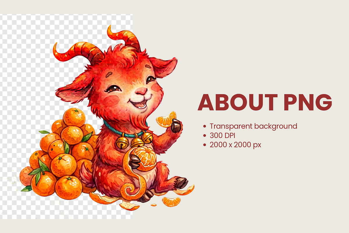 New Year Clipart Pack Fire Goat 2027, an Animal Illustration by lukodje (Photo 3 of 7)