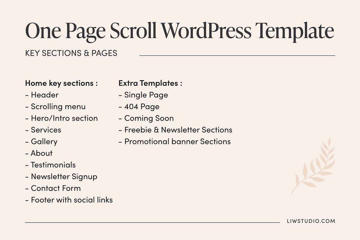 One Page Elementor Template Aesthetic preview 3