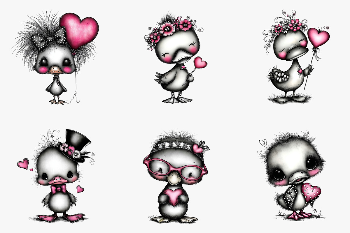 Cute baby duck valentine clip-art, an Illustration by CreationArt (Photo 5 of 5)