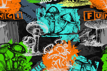 Colorful Grunge Mushroom, a Wallpaper Graphic by AAN Seamless Shop