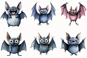 Quirky Bats Watercolor Clipart, an Illustration by OK Design (Thumbnail 2 of 5)