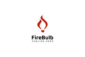 Fire lightbulb negative space logo