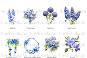Blue Floral Clipart, Blue Roses PNG, a Decorative Illustration by BrushstrokeArtGB (Thumbnail 5 of 9)