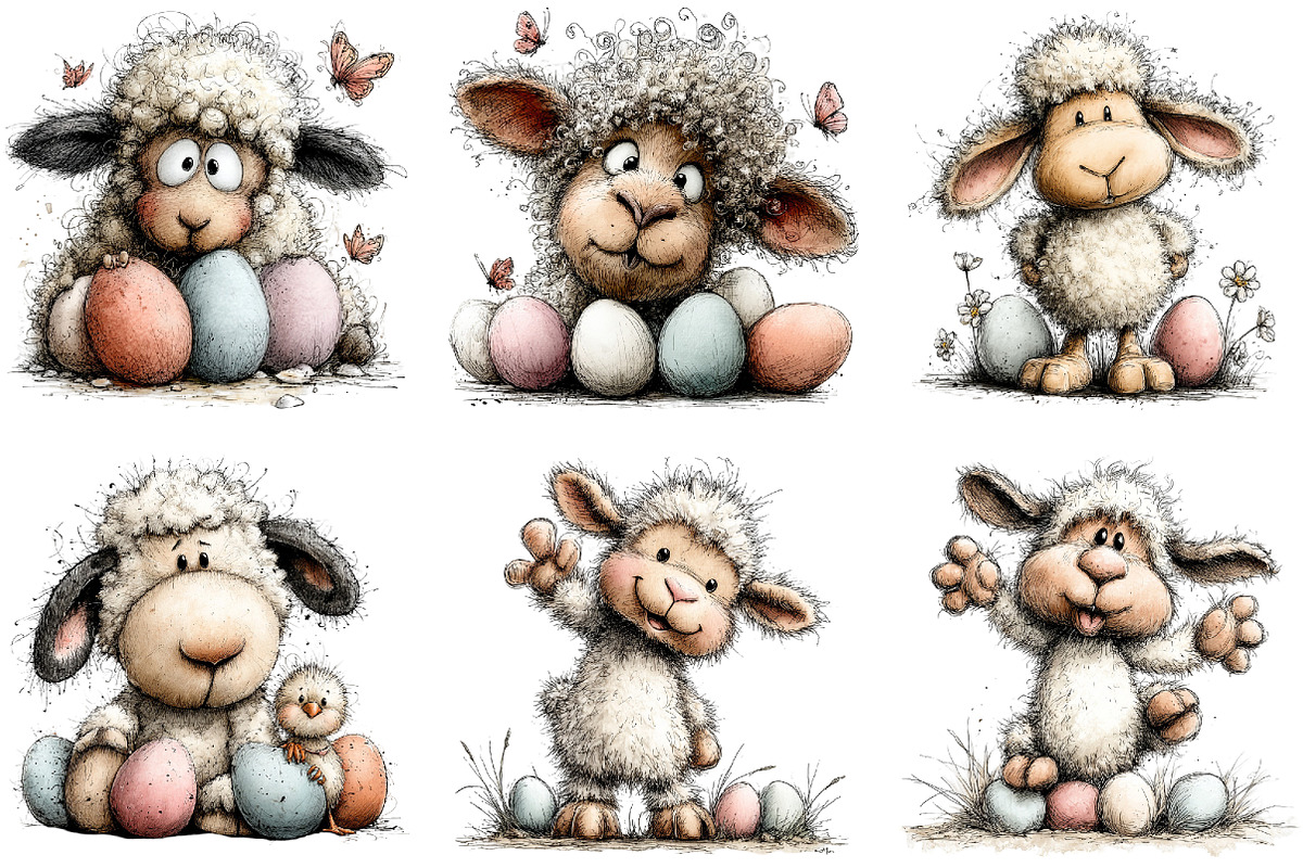 Whimsical Easter Sheep Clipart, an Illustration by Sublimation Artist (Photo 6 of 7)