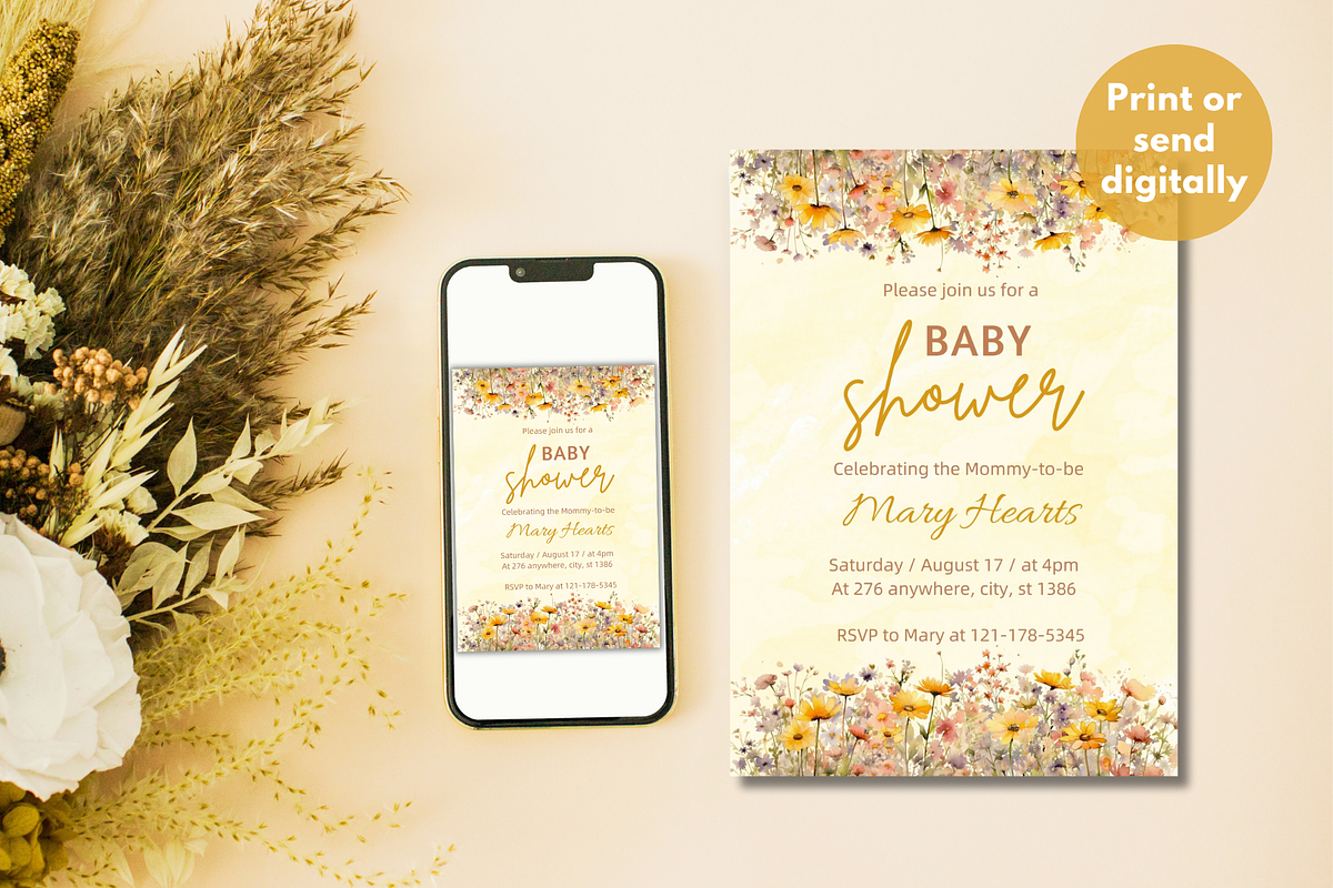 Baby Shower Invitation Template, an Invitation Template by SimoDigitalArt (Photo 4 of 9)