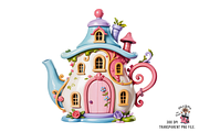 Teapot House PNG Clipart Bundle, a Graphic by Clipart Studio (Thumbnail 2 of 11)