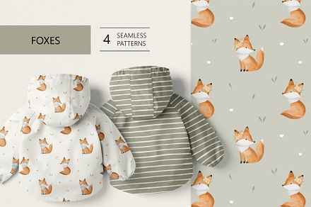 Foxes, a Pattern Graphic by Olena Kuznietsova