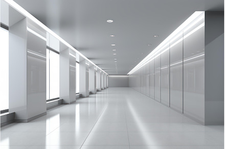 Large office blank corridor, an Architecture Photo by Ylivdesign