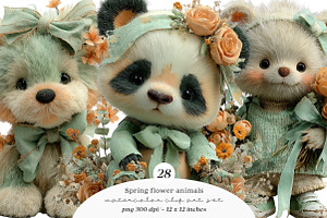 Spring flower animals clipart, an Illustration by SinaCreation