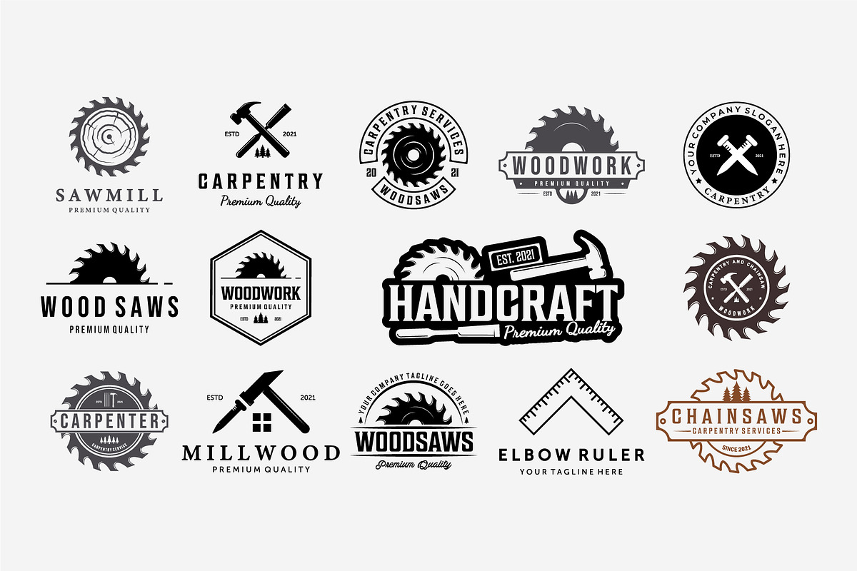 Set Bundle Carpentry Vector Logo Art, a Branding & Logo Template by Pyruos ID
