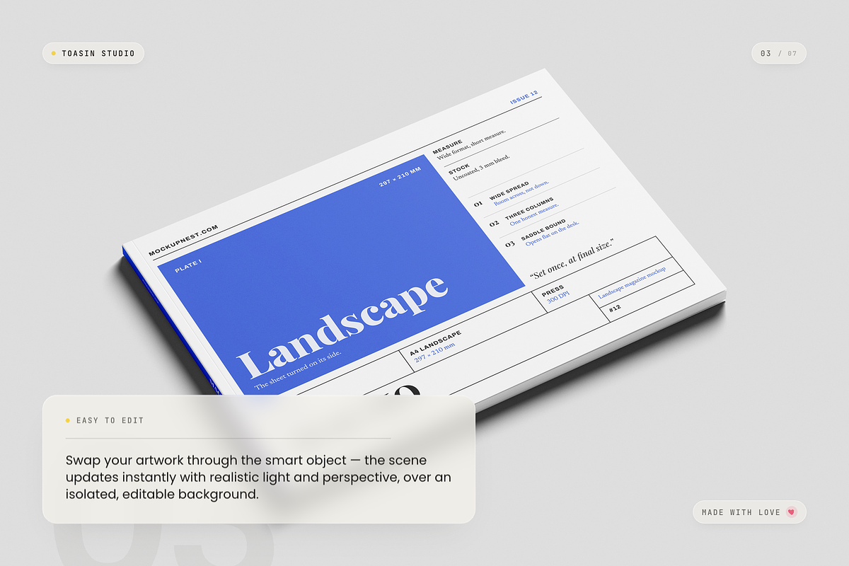 A4 Landscape Magazine Mockup, a Books & Magazine Mockup by Toasin Studio (Photo 3 of 7)