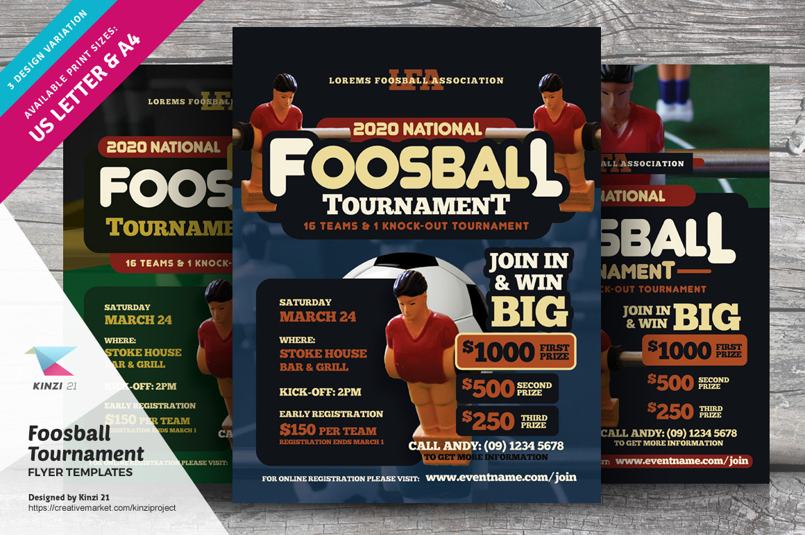 Foosball Tournament Flyer Templates, a Flyer Template by kinzi21