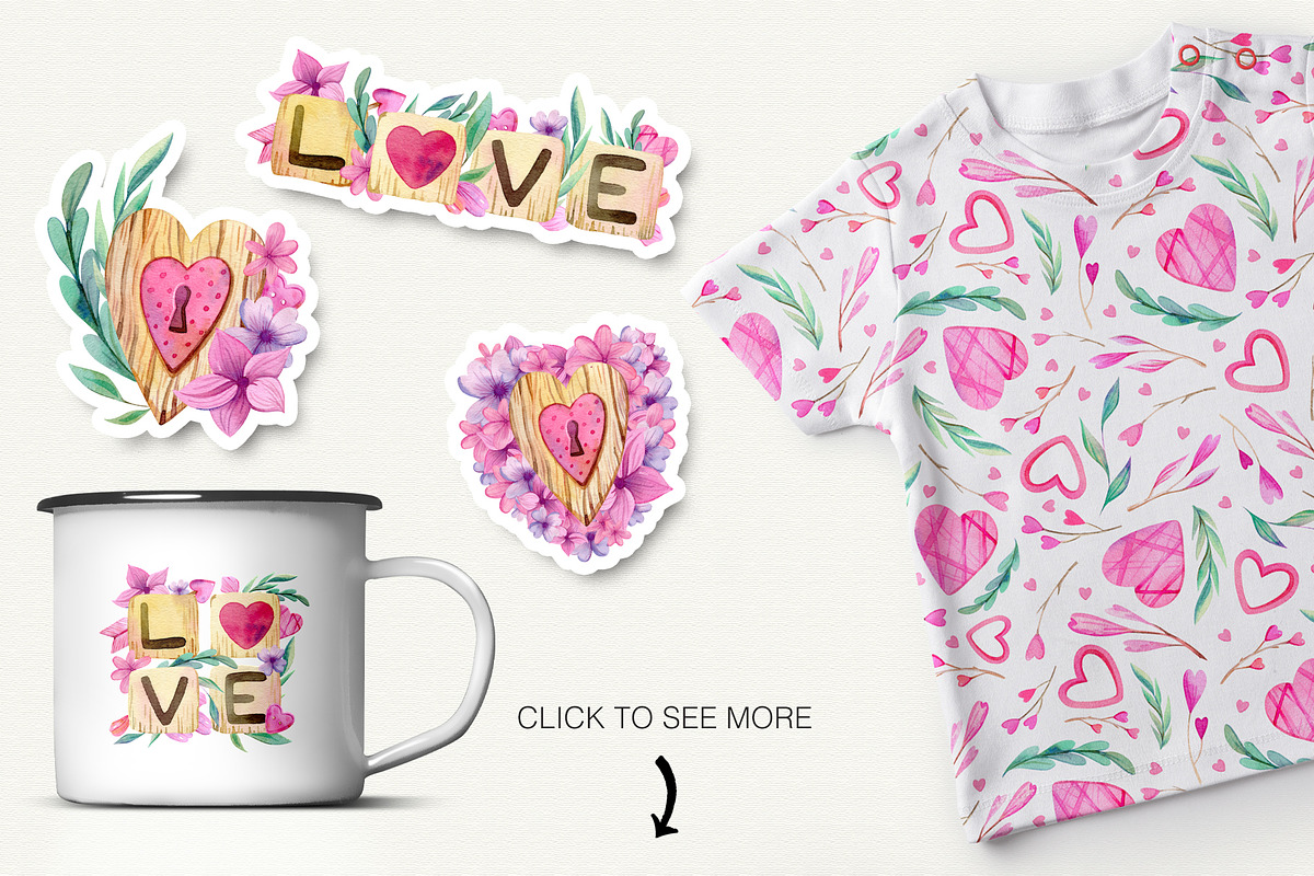 Big Love Watercolor Collection, an Illustration by Olga Alexeenko (Photo 8 of 8)