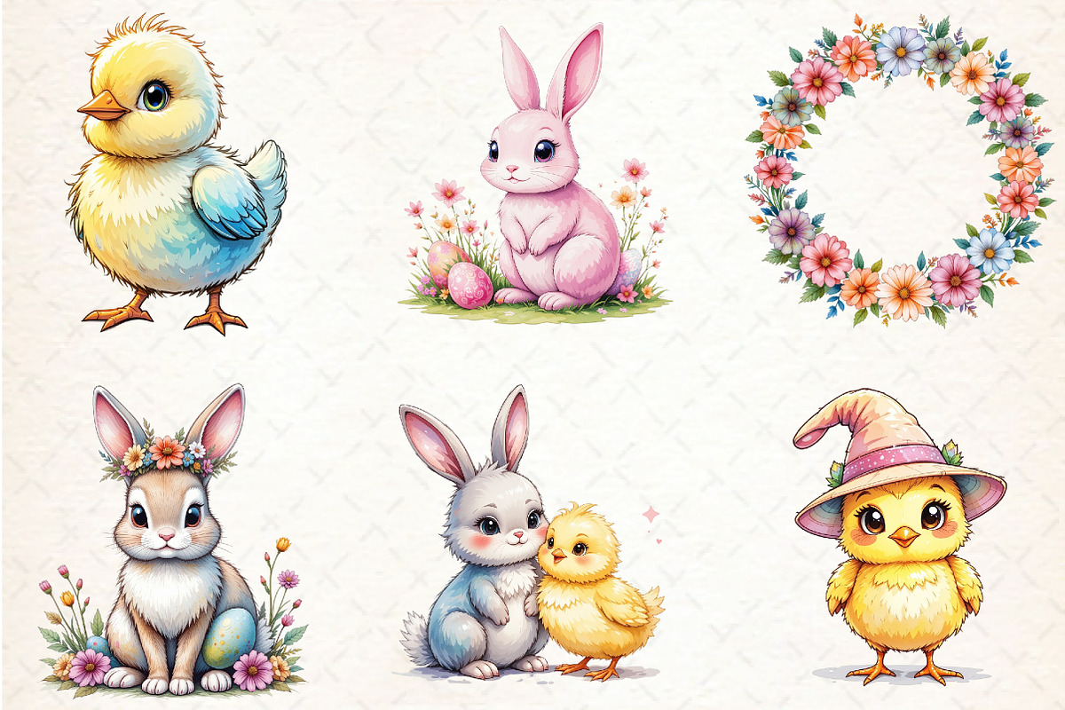 Pastel Pink Easter Watercolor Clipar, an Illustration by Libby Wishes (Photo 3 of 5)