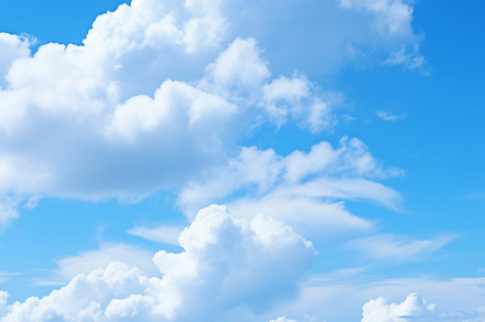 Blue sky and white clouds..blue back, a Photo by LOGOCREATIVE