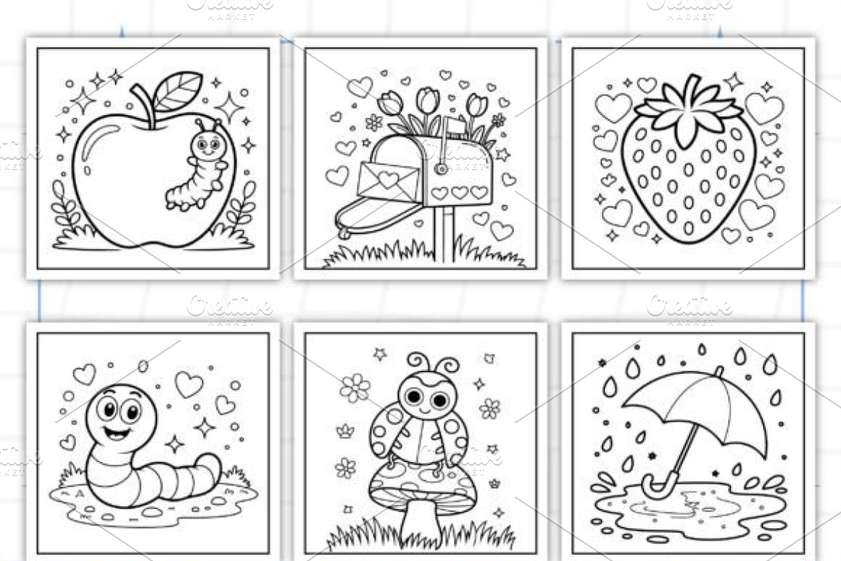 Cute Spring Coloring Pages, an Illustration by Ink Gallery (Photo 3 of 3)