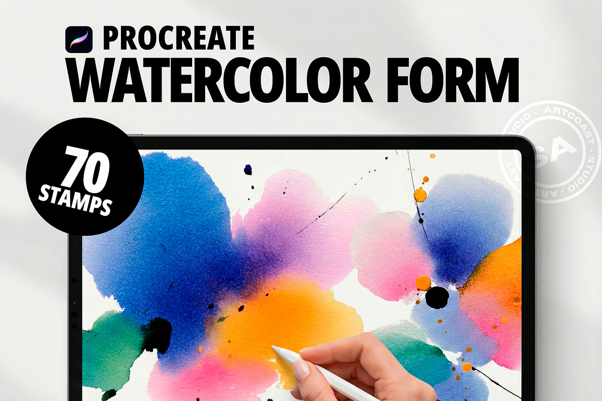 Watercolor Forms – Procreate Stamp, a Shape Add-On by Spasibenko Art (Photo 1 of 6)