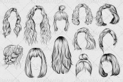 Hairstyle Stamp Brushes Procreate, a Brush Add-On by sundrameda (Thumbnail 2 of 9)