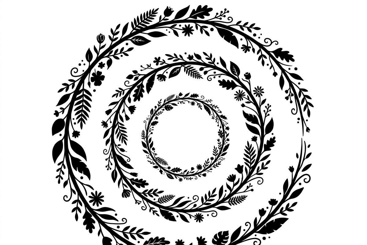 50 Elegant Floral Leaf Spiral Frame, a Decorative Illustration by Amazin_art (Photo 21 of 39)